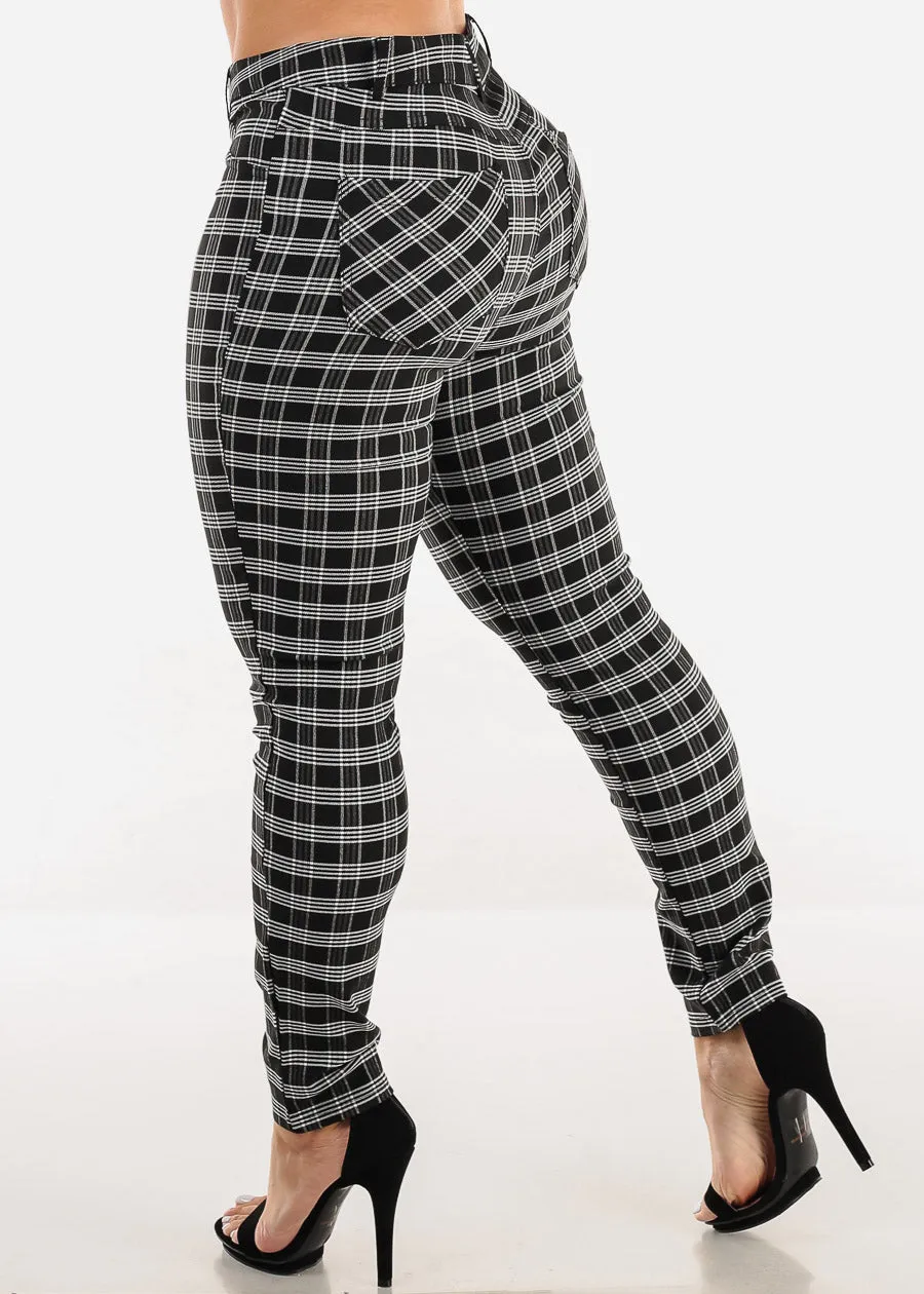 Black Super High Waist Plaid Skinny Pants sold by Moda product image thumbnail 4