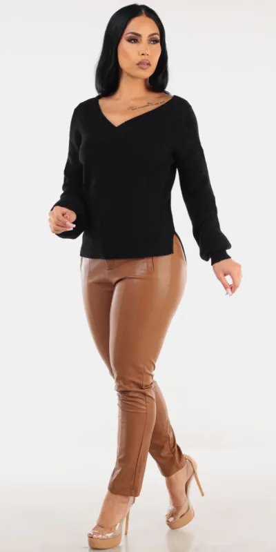 Black Vegan Leather Skinnies Set sold by Moda