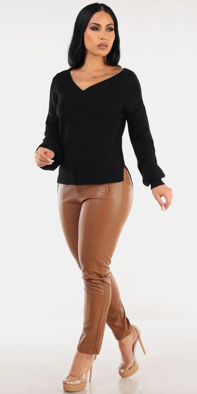 Black Vegan Leather Skinnies Set sold by Moda