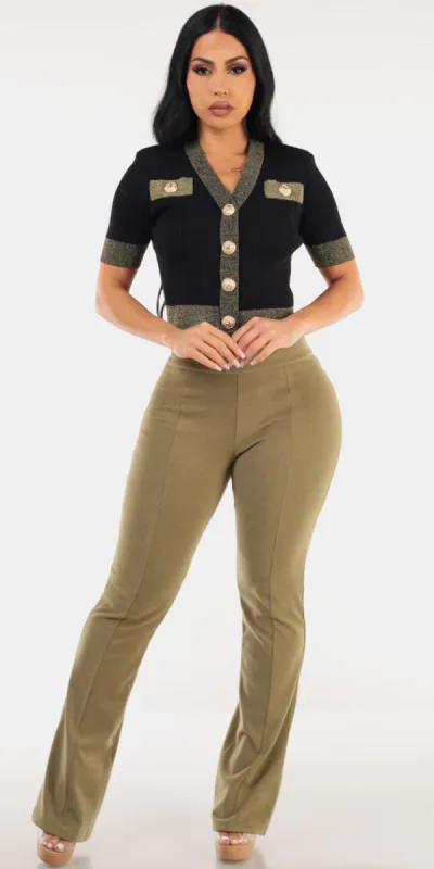 Short Sleeve Bootcut Pants Outfit sold by Moda