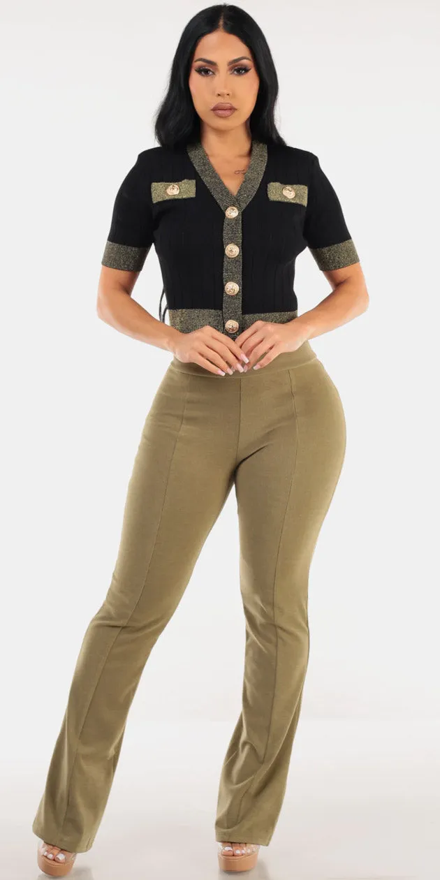 Short Sleeve Bootcut Pants Outfit sold by Moda