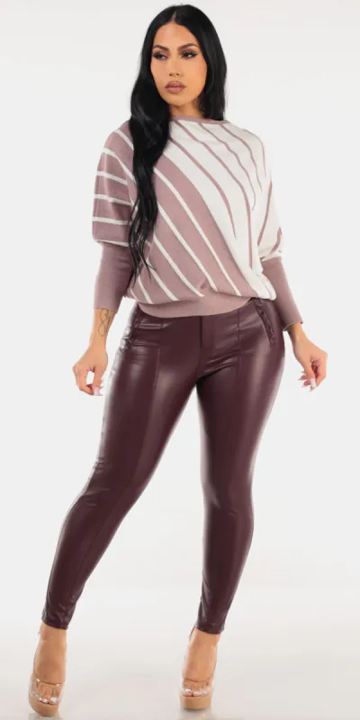 Stripe Pleather Skinnies Combo sold by Moda