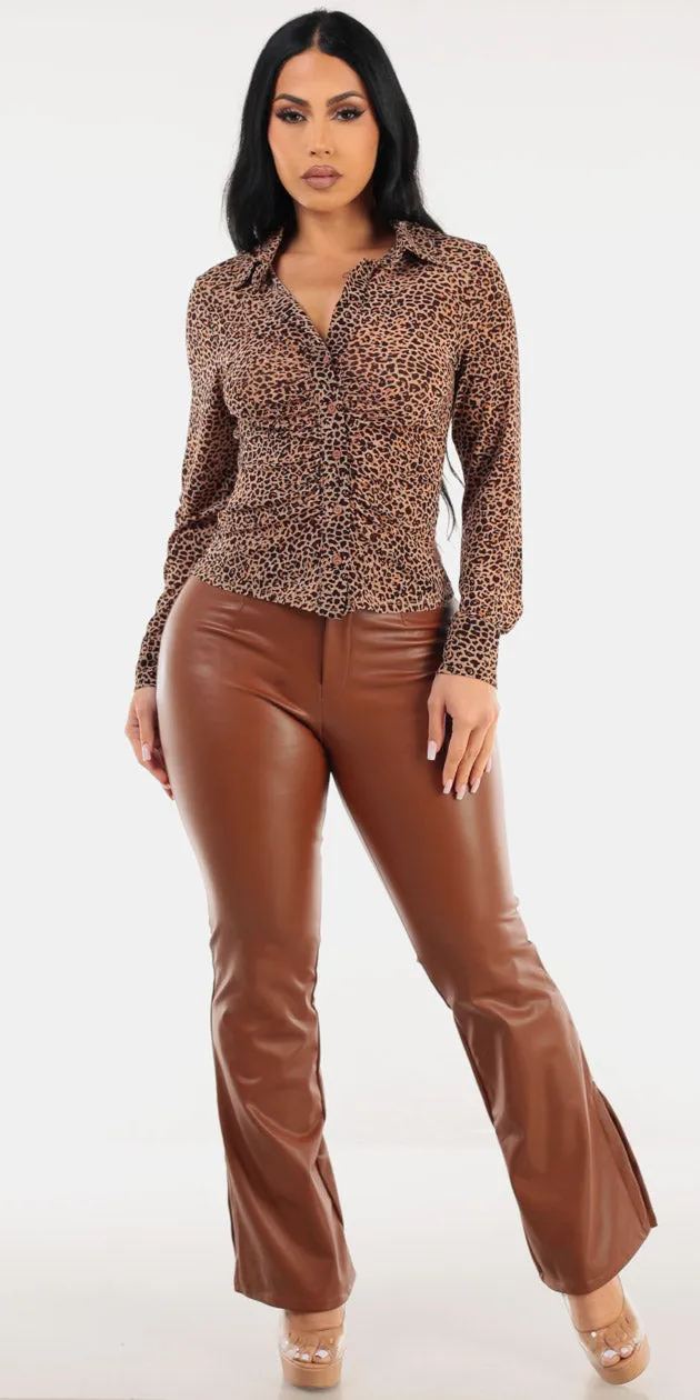 Leopard Mesh Flared Pants Look sold by Moda product image thumbnail 3