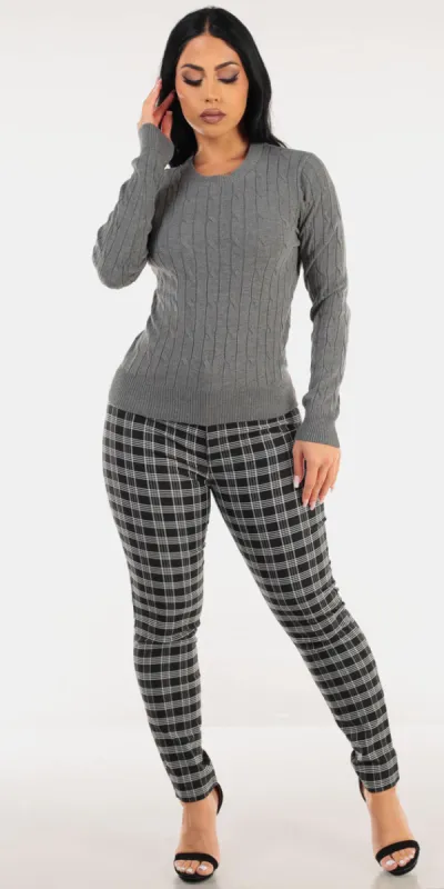 Knitted Plaid Skinnies Look sold by Moda