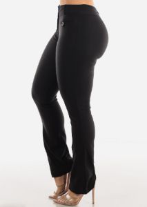 Black Mid Rise Dressy Bootcut Stretch Pants sold by Moda
