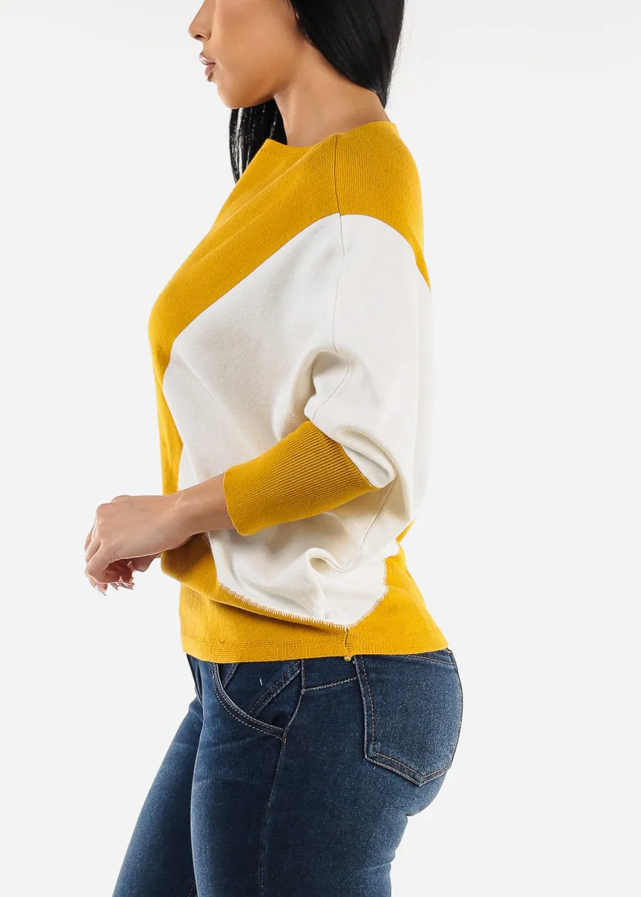 Quarter Sleeve Colorblock Sweater Yellow sold by Moda product image thumbnail 3