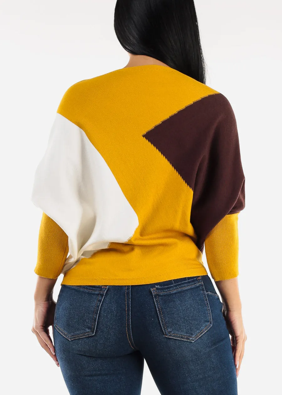 Quarter Sleeve Colorblock Sweater Yellow sold by Moda product image thumbnail 4