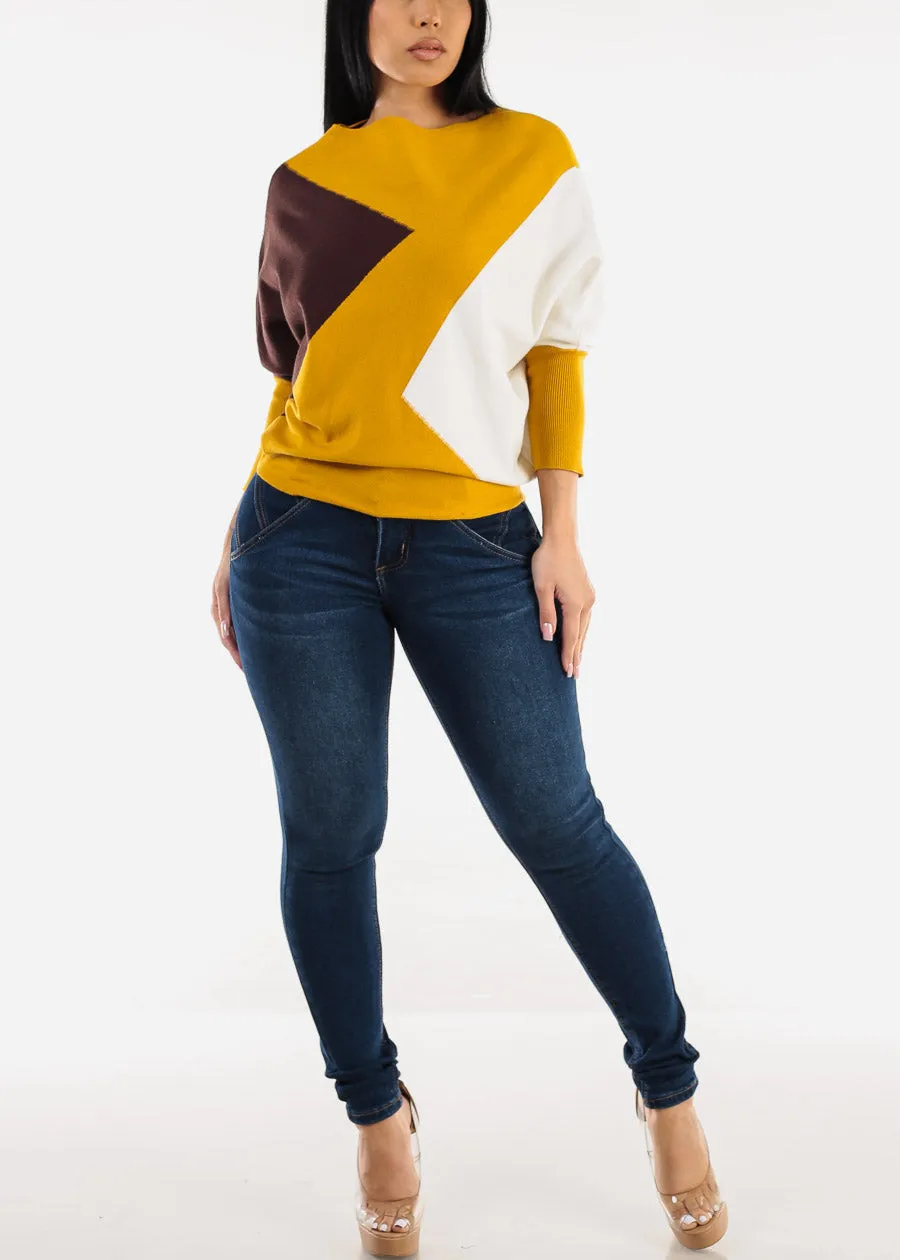 Quarter Sleeve Colorblock Sweater Yellow sold by Moda product image thumbnail 2