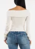 Off Shoulder Ribbed Sweater Top Ivory sold by Moda