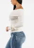 Off Shoulder Ribbed Sweater Top Ivory sold by Moda