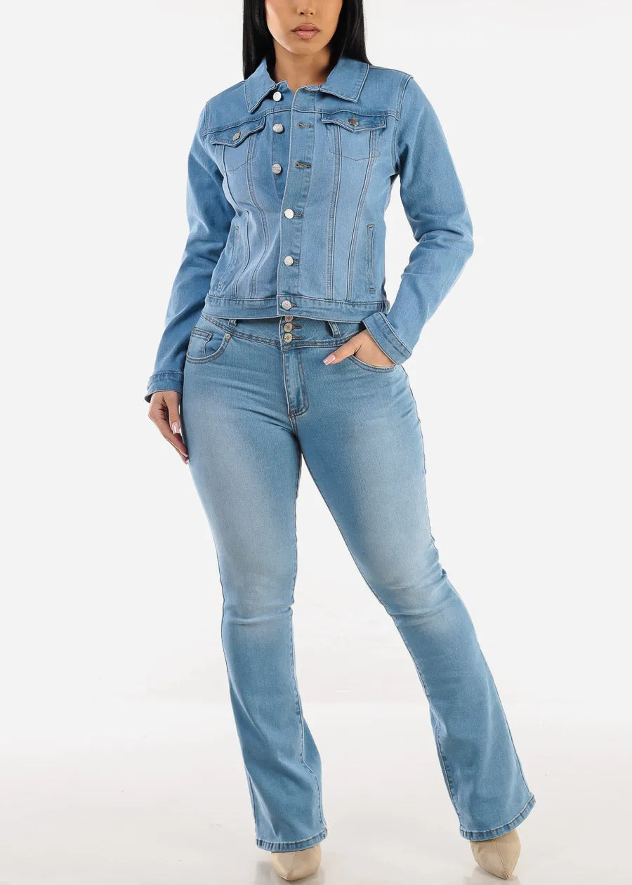 Long Sleeve Button Up Denim Jacket Light Blue sold by Moda product image thumbnail 2