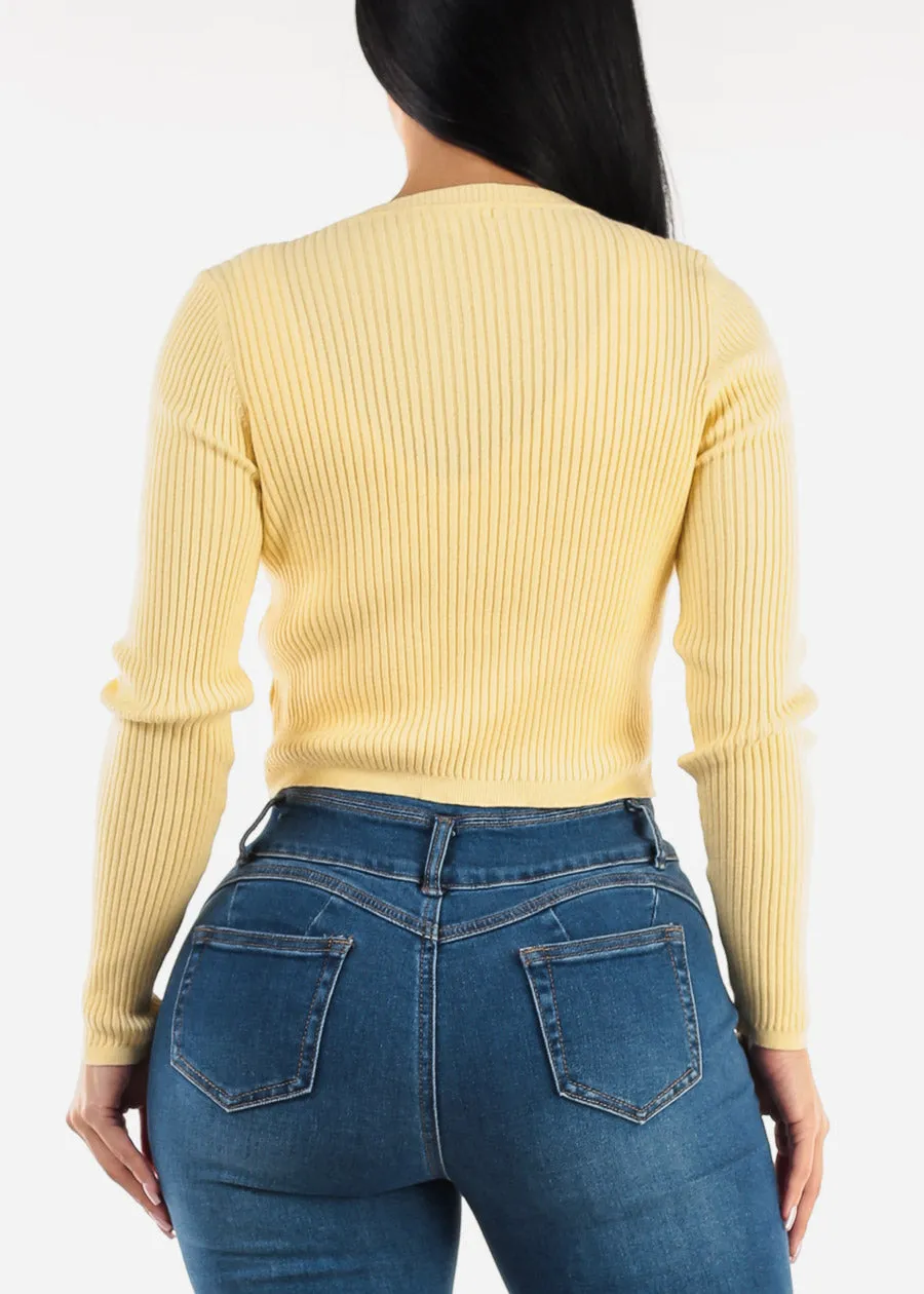 Sleeveless Crop Top & Cardigan Sweater Yellow (2 PCE SET) sold by Moda product image thumbnail 4