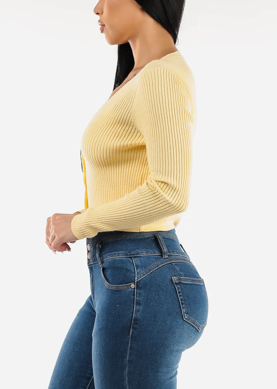 Sleeveless Crop Top & Cardigan Sweater Yellow (2 PCE SET) sold by Moda product image thumbnail 3