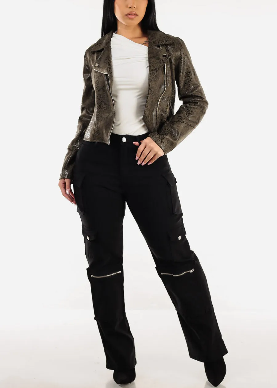 High Waist Black Hyper Stretch Cargo Pants sold by Moda product image thumbnail 2