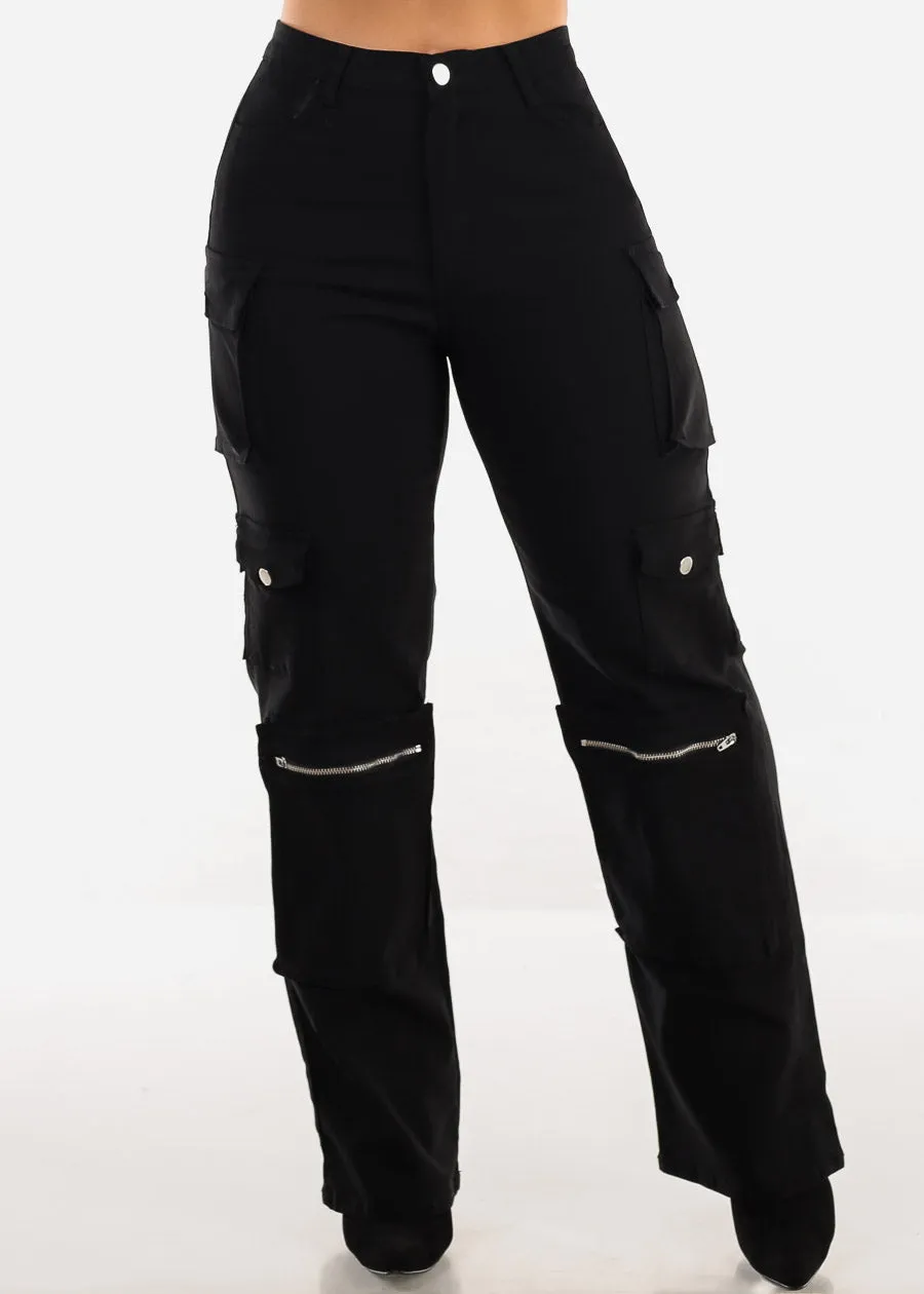 High Waist Black Hyper Stretch Cargo Pants sold by Moda