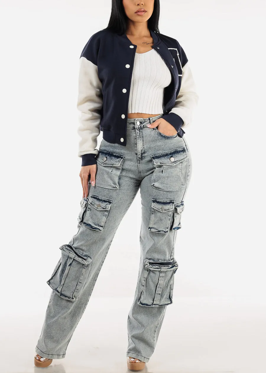 High Waist Acid Wash Utility Cargo Jeans sold by Moda product image thumbnail 5