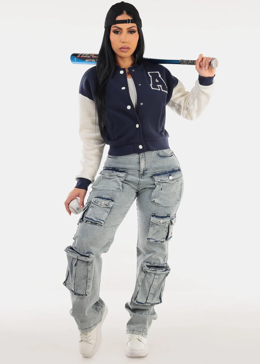 High Waist Acid Wash Utility Cargo Jeans sold by Moda product image thumbnail 2
