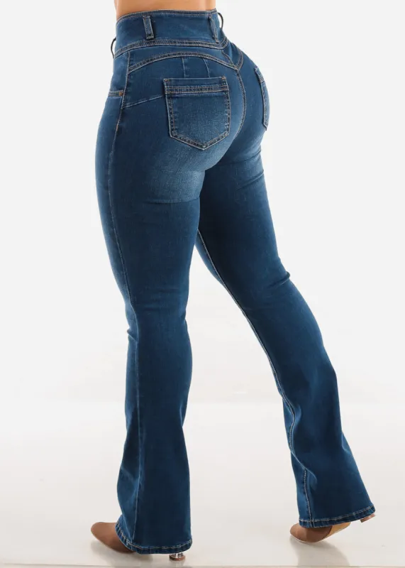 Butt Lift High Waist Med Blue Bootcut Jeans sold by Moda