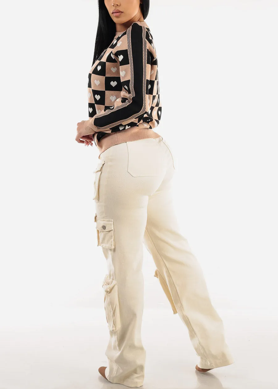 High Waist Utility Cargo Jeans Ivory sold by Moda product image thumbnail 5