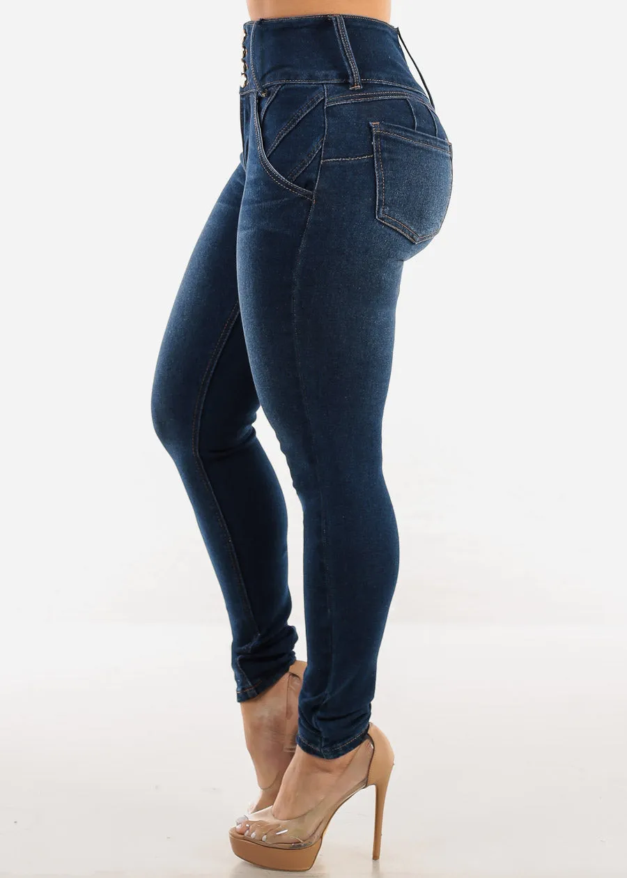 Super High Waist Levantacola Dark Skinny Jeans sold by Moda product image thumbnail 4