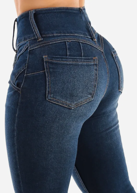 Super High Waist Levantacola Dark Skinny Jeans sold by Moda