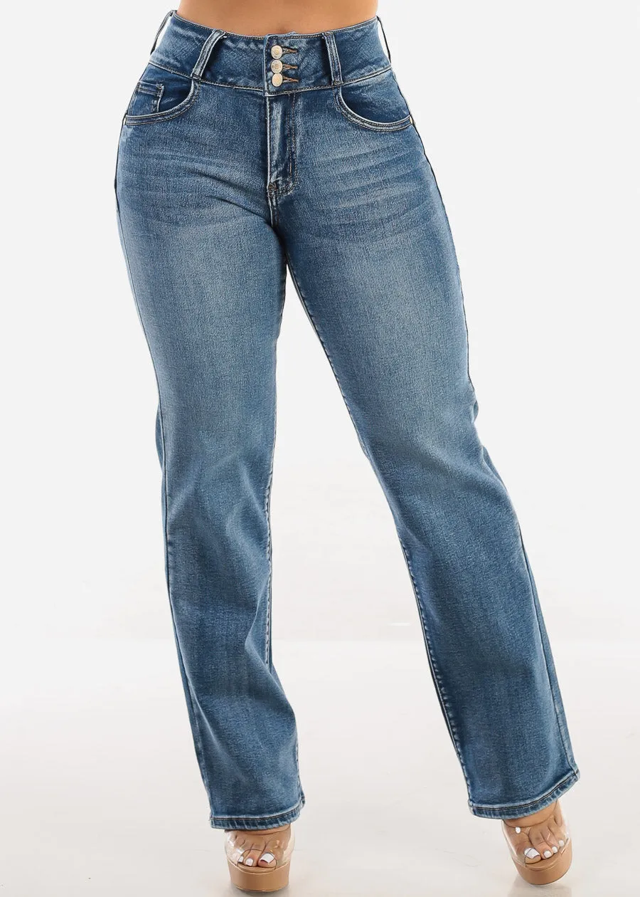 Butt Lift Straight Wide Leg Stretch Jeans Dark Wash sold by Moda product image thumbnail 3