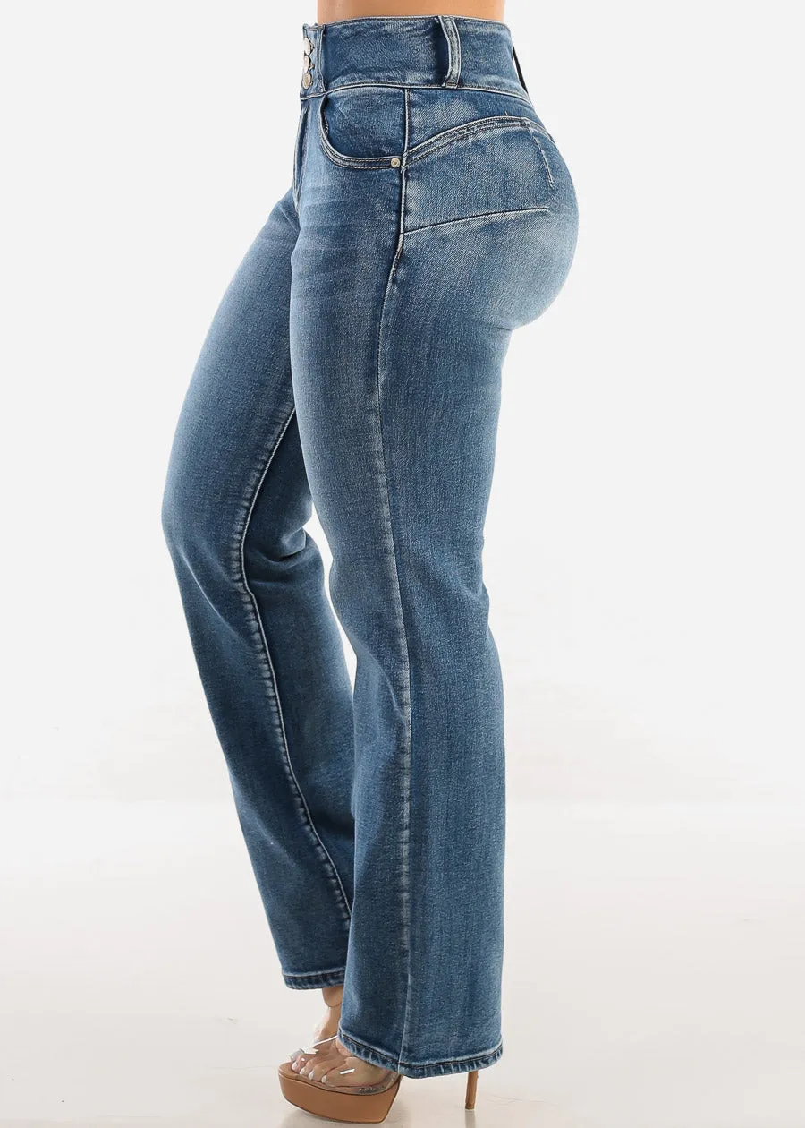 Butt Lift Straight Wide Leg Stretch Jeans Dark Wash sold by Moda product image thumbnail 4