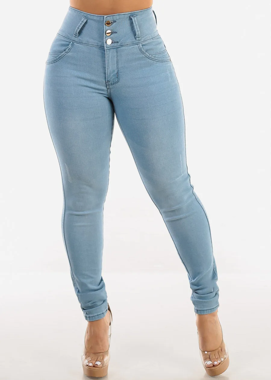 High Waisted Levantacola Light Skinny Jeans sold by Moda product image thumbnail 3