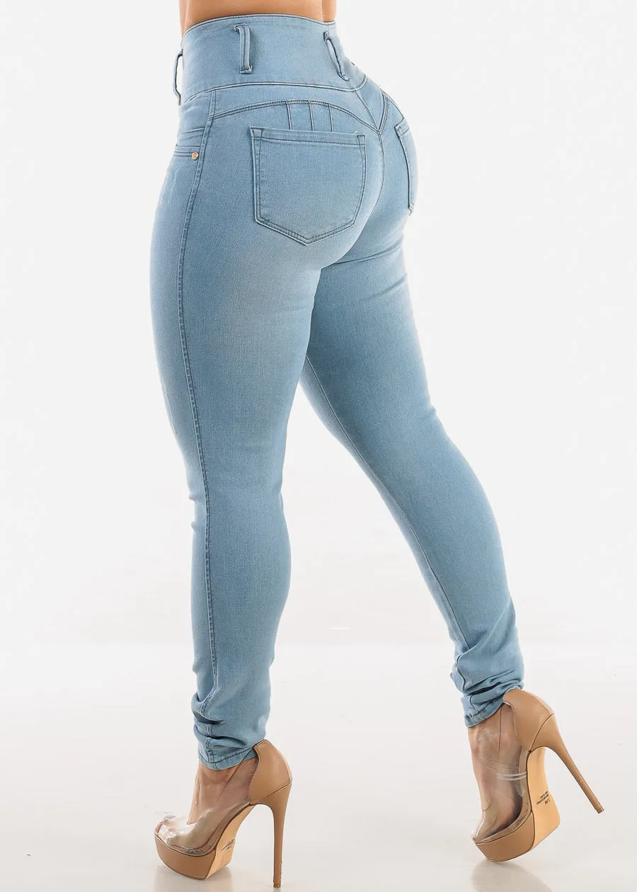 High Waisted Levantacola Light Skinny Jeans sold by Moda product image thumbnail 5