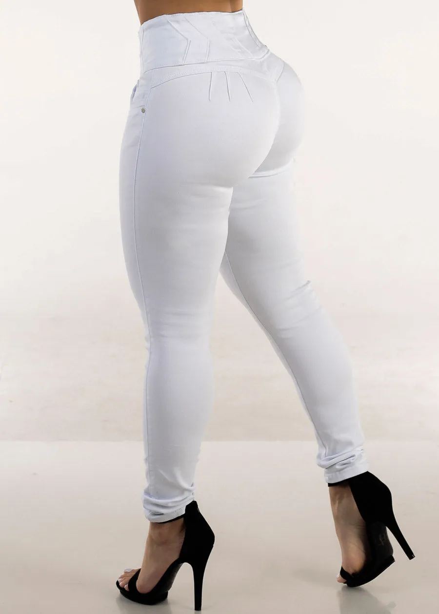 White Levantacola High Waist Skinny Jeans sold by Moda product image thumbnail 5