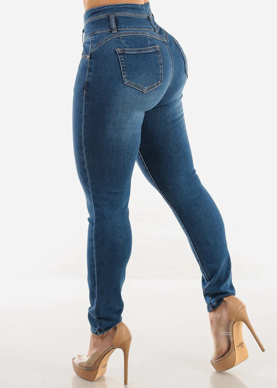 Butt Lift High Waist Stretch Skinny Jeans Med Wash sold by Moda product image thumbnail 5