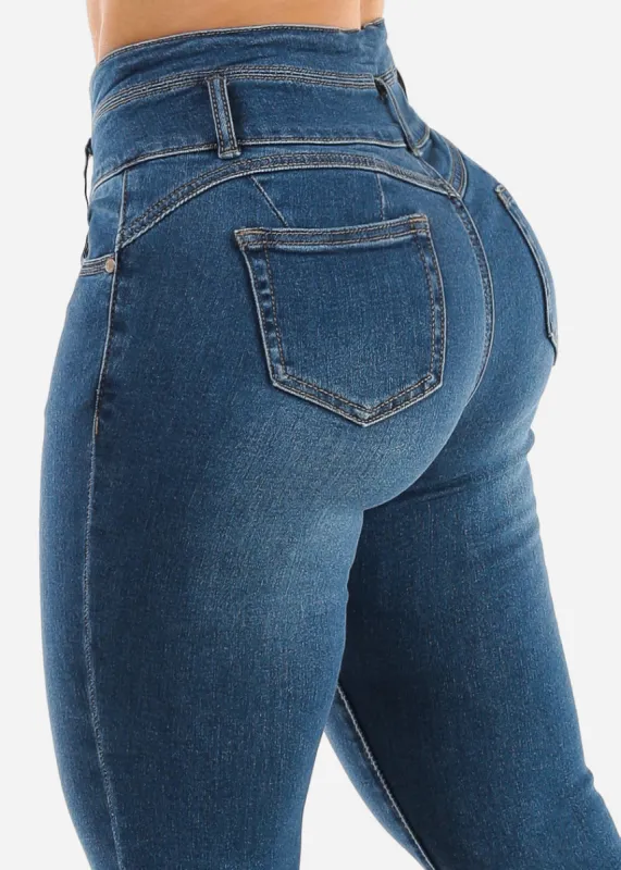 Butt Lift High Waist Stretch Skinny Jeans Med Wash sold by Moda