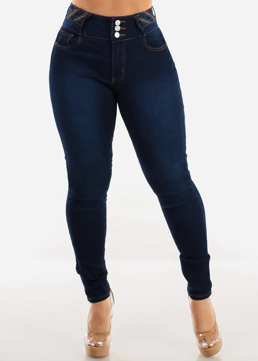 Butt Lift High Waist Skinny Jeans Dark Blue sold by Moda product image thumbnail 4