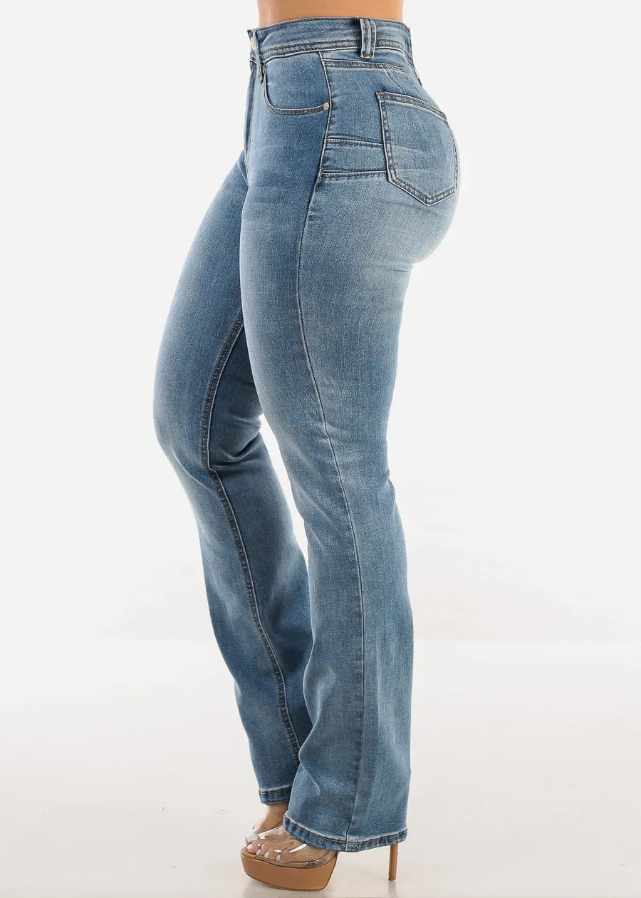Butt Lift Mid Rise Stretch Straight Leg Jeans Light Acid Wash sold by Moda product image thumbnail 4
