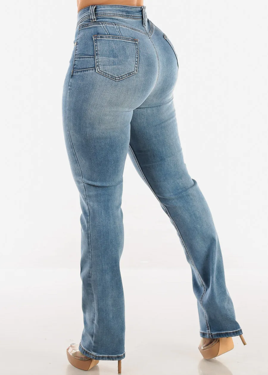 Butt Lift Mid Rise Stretch Straight Leg Jeans Light Acid Wash sold by Moda