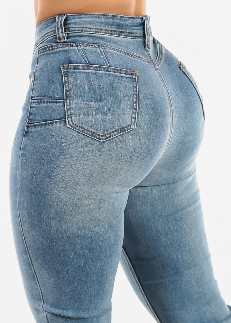 Butt Lift Mid Rise Stretch Straight Leg Jeans Light Acid Wash sold by Moda product image thumbnail 5