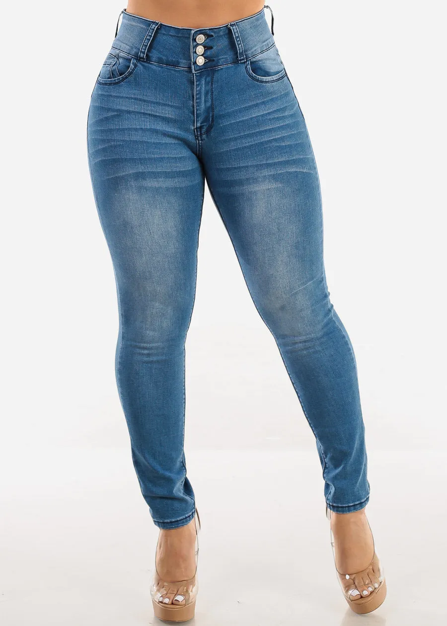 Butt Lift High Waist Skinny Jeans Blue Wash sold by Moda product image thumbnail 3