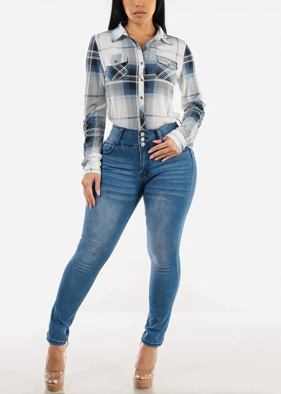 Butt Lift High Waist Skinny Jeans Blue Wash sold by Moda product image thumbnail 2