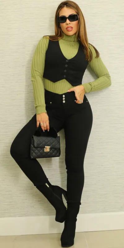 Stripe Vest Skinny Pants Trio sold by Moda