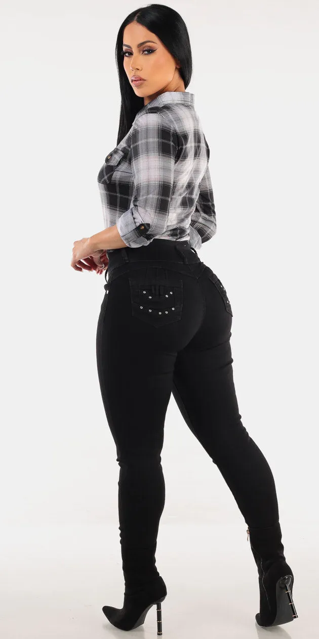 Plaid Butt Lift Skinnies Combo sold by Moda product image thumbnail 2