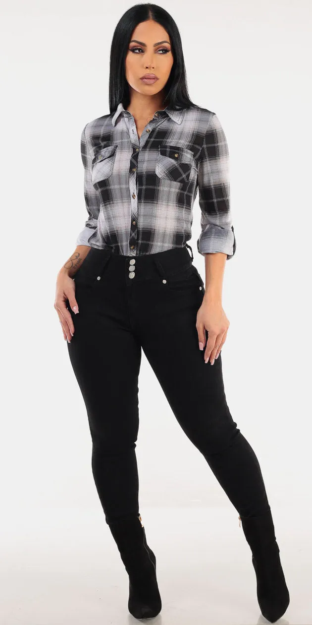 Plaid Butt Lift Skinnies Combo sold by Moda