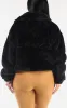 Black Long Sleeve Zip Up Faux Fur Collared Jacket sold by Moda