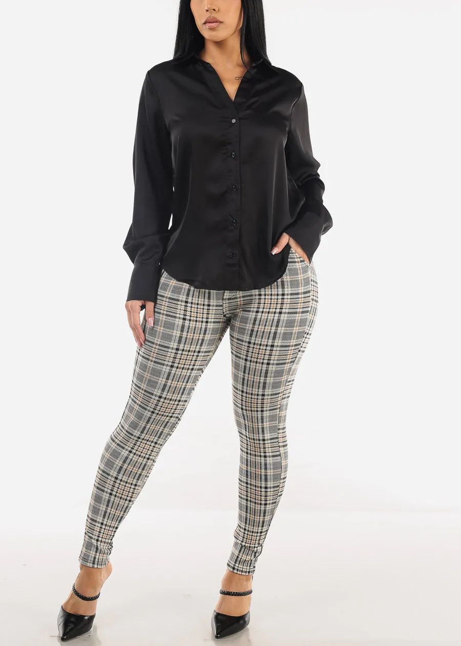 Black Long Sleeve Button Down Satin Blouse sold by Moda product image thumbnail 2