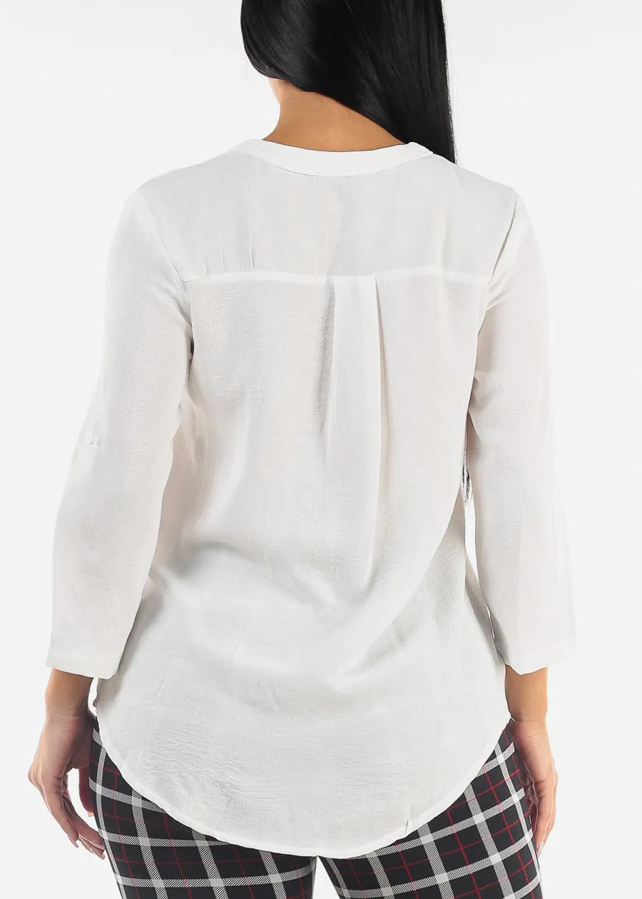White Quarter Sleeve Woven Blouse sold by Moda product image thumbnail 4