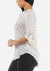 White Quarter Sleeve V-Neck Printed Blouse sold by Moda