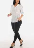 White Quarter Sleeve V-Neck Printed Blouse sold by Moda