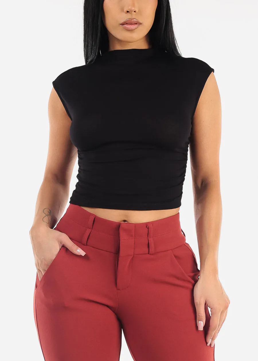 Sleeveless Black Mock Neck Top sold by Moda