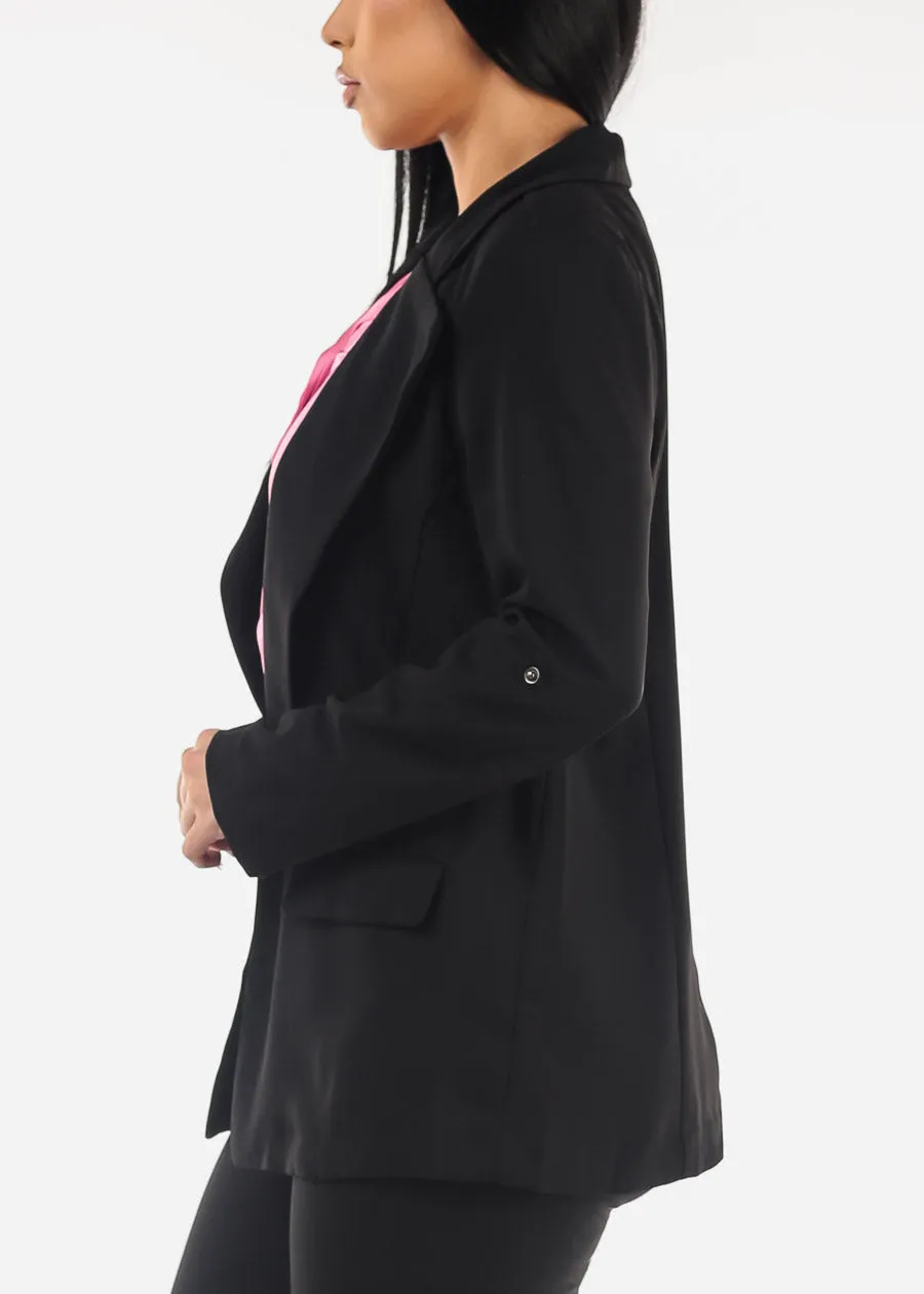 Long Sleeve Open Front Black Blazer w Pockets sold by Moda product image thumbnail 3