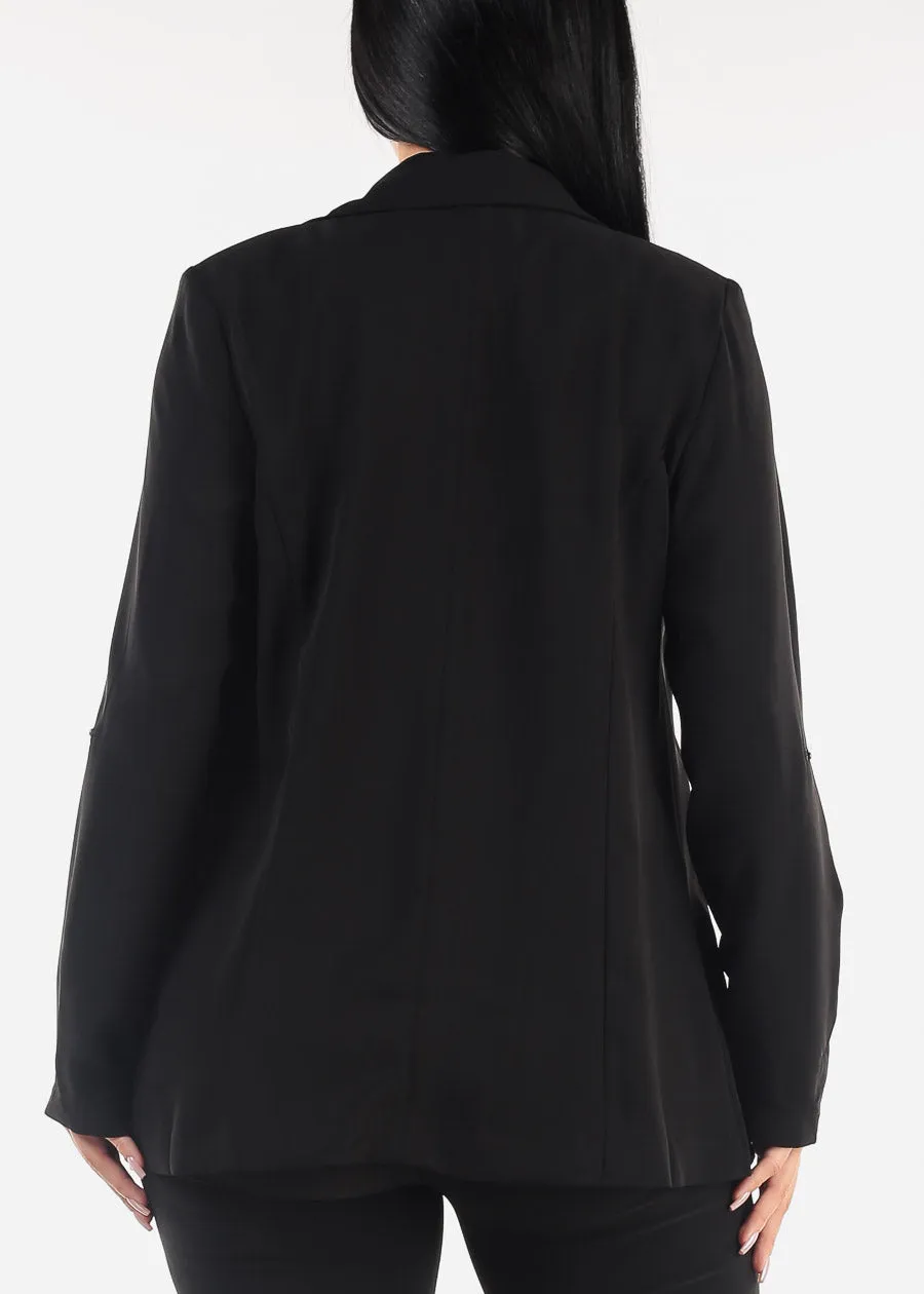 Long Sleeve Open Front Black Blazer w Pockets sold by Moda product image thumbnail 4