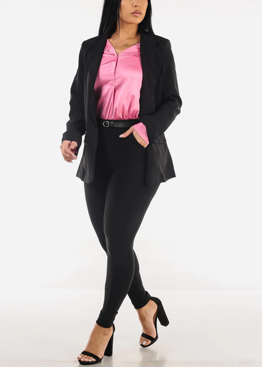 Long Sleeve Open Front Black Blazer w Pockets sold by Moda product image thumbnail 2